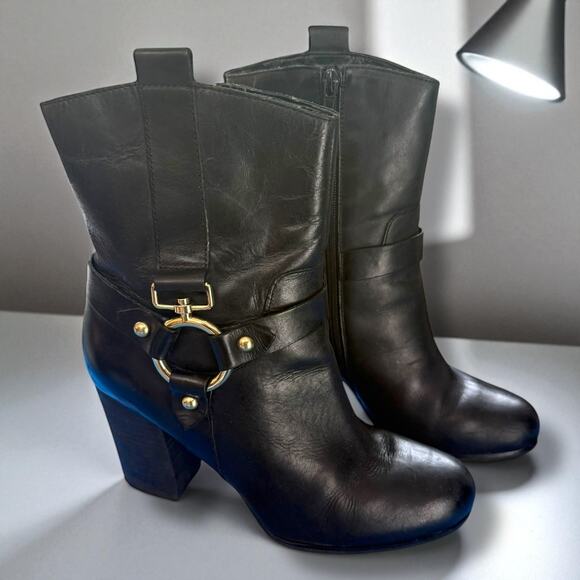 Guess Dari Stack Heel High Harness Bootie EUC - Picture 1 of 9